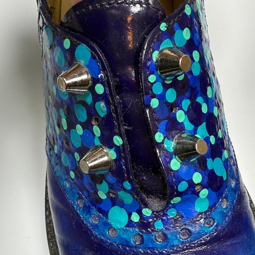 Silga Made in Italy Hand-painted Chunky Leather Loafers Stud Details S-471 Sz 8 - Picture 6 of 12